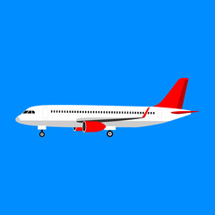 Fototapeta na wymiar Flat airplane vector illustration on white background