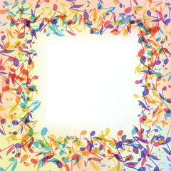 Colorful Music notes border frame. Vector Illustration background