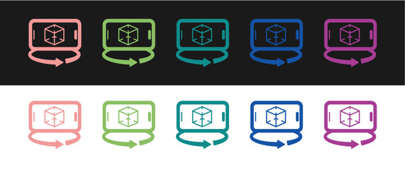 Set 3d modeling icon isolated on black and white background. Augmented reality or virtual reality. Vector