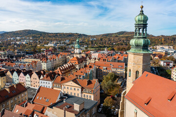 Fototapeta premium Jelenia Gora city center aerial view