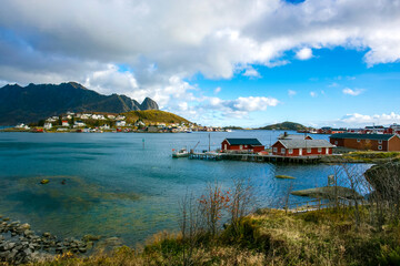 Traditional Fishing Hut Village in Lofoten Islands, Norway.  Travel