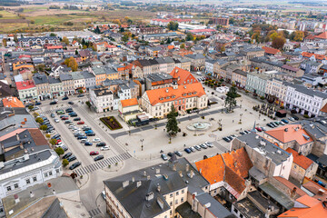 Fototapeta premium Kepno city center and city market aerial view