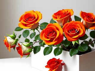 Vibrant Joy - Orange Roses Standing on Desk