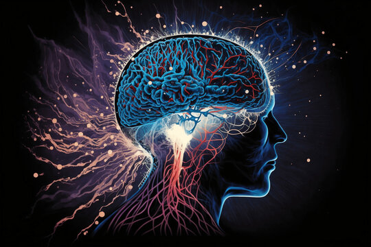 brainstorm illustration, new quality universal colorful joyful educational psychology stock image illustration design generative ai