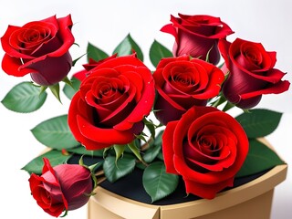 Romantic Love: Bunch of Red Roses Standing Isolated on Desk