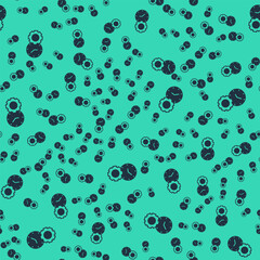 Black Time management icon isolated seamless pattern on green background. Clock and gear sign. Productivity symbol. Vector