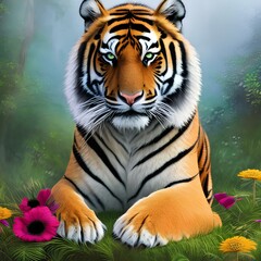 A tiger with a flower crown3, Generative AI