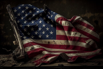 An Old Tattered American Flag - A Generative AI Perspective on Patriotism and History
