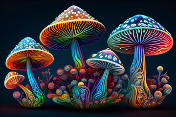 Psychedelic Decorative Mushrooms - A Generative AI Take on Nature and Art