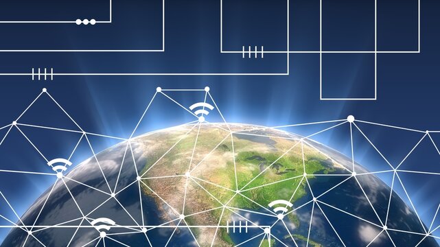 Futuristic interface global map charts.