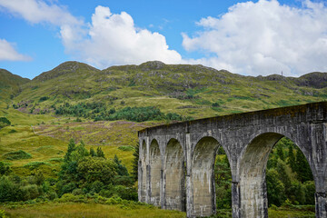 The Glenfinnan Viaduct in the Scottish highlands 