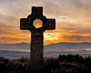 Celtic Cross Welcoming the Sunrise, Generative AI