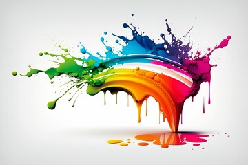 Paint colorful rainbow splash blot. Generative AI