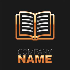 Line Open book icon isolated on black background. Colorful outline concept. Vector