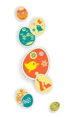 Easter composition with beautiful eggs drawn with a garland.