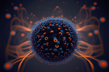 Conceptual Image of Abstract Future Technology: A Purple Sphere with orange Illuminated glow -Generative Ai