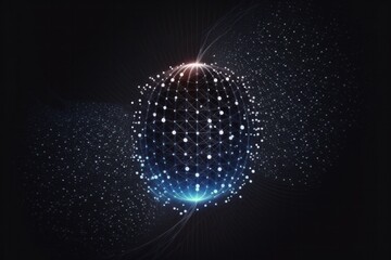 Conceptual Image of Cybersecurity for Future Technology: A Radiant Purple Sphere with Illuminated Lines and lens flair -Generative Ai