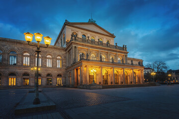 Fototapeta na wymiar Hannover State Opera House at night - Hanover, Lower Saxony, Germany