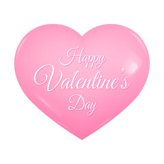 Happy valentine's day. 3d heart. Light pink icon