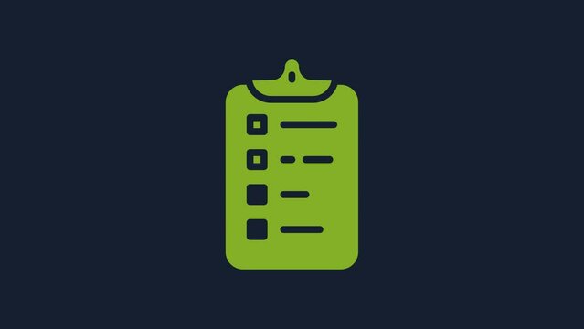 Yellow Shopping list icon isolated on blue background. 4K Video motion graphic animation