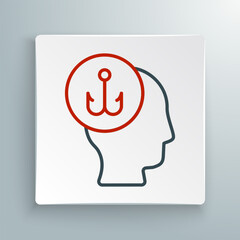 Line Camping portable folding chair icon isolated on white background. Rest and relax equipment. Fishing seat. Colorful outline concept. Vector