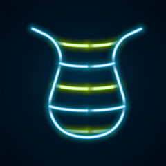 Glowing neon line Fishing net icon isolated on black background. Fishing tackle. Colorful outline concept. Vector