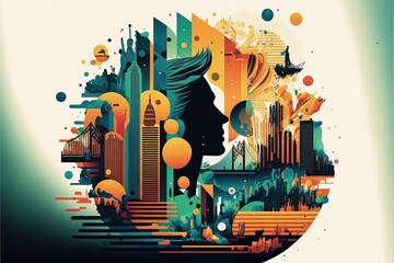 Obraz premium Business Person with Graph Illustration. Genarative Ai