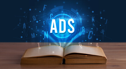 Technology abbreviation coming out from an open book