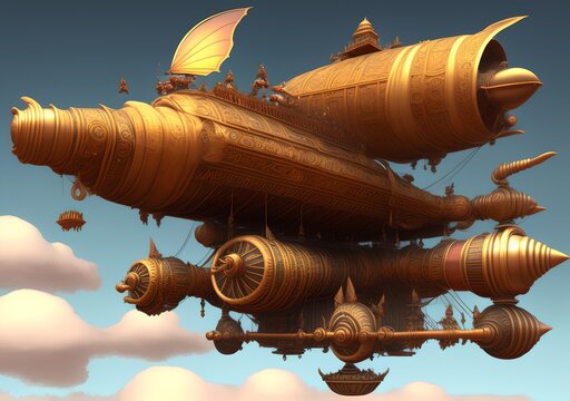 Vimana, Ancient Flying Machine, Generative AI Illustration