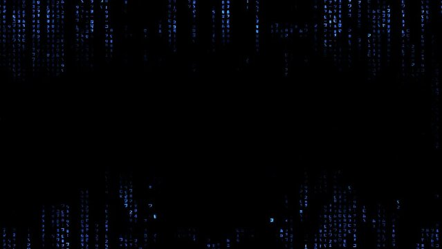 Letters and numbers running on a black. Background of the artificial intelligence matrix.