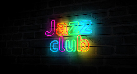 Jazz Club nightlife neon light 3d illustration