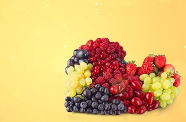 Pile of fresh ripe grapes fruits