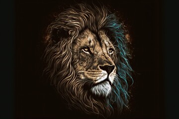 Lion Head Illustrator. Genarative AI