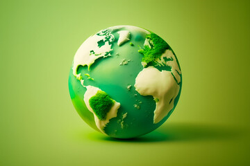 Green globe, world earth day. Generative AI - obrazy, fototapety, plakaty
