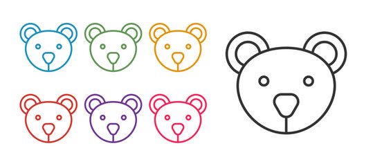 Obraz premium Set line Teddy bear plush toy icon isolated on white background. Set icons colorful. Vector