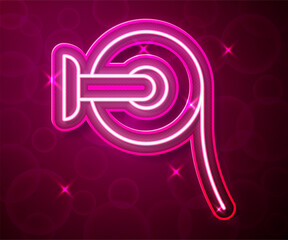 Glowing neon line Toilet paper roll icon isolated on red background. Vector