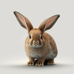 Cute fluffy rabbit on a white background. generative ai