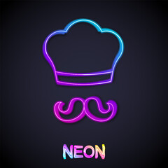 Glowing neon line Italian cook icon isolated on black background. Vector