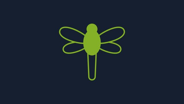 Yellow Dragonfly icon isolated on blue background. 4K Video motion graphic animation