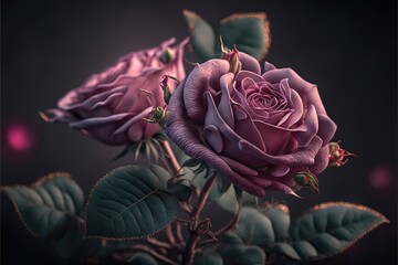 Purple Rose in the dark. Genarated AI