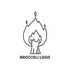 Сauliflower buffalo wings logo doodle. Vegan cafe logo. Hot fried broccoli logo. Сauliflower emblem - healthy fresh food sign. Vegetarian restaurant logo. Healthy eating, plant based food symbol