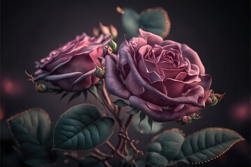 Purple Rose in the dark. Genarated AI