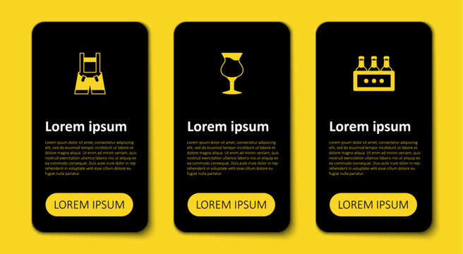 Set Pack of beer bottles, Glass and Lederhosen. Business infographic template. Vector