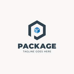 Initial Letter P with Hexagon Box Cube Gift logotype typography Lettering Monogram logo design