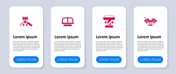 Set Swing car, Attraction carousel, and Slide playground. Business infographic template. Vector