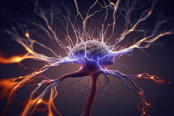 Neuron with Electric Activity. Generative AI