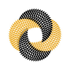 abstract yellow, black arrows spiral vector bagel