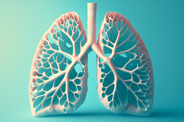 The Vital Organs Human Lungs in 3D Render. Generative AI