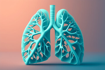 The Vital Organs Human Lungs in 3D Render. Generative AI