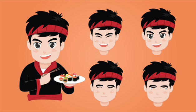 	
sushi boy japan charactor design cartoon illustration vector asian